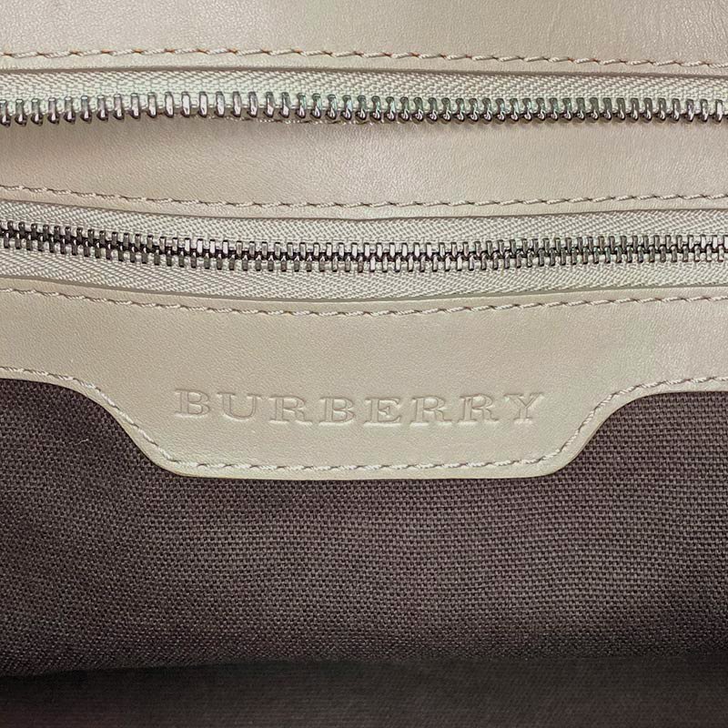 Burberry  灰棕色格紋大容量皮革手提包-1