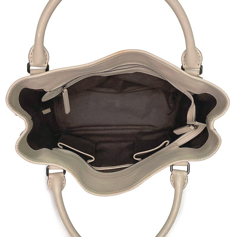 Burberry  灰棕色格紋大容量皮革手提包-3