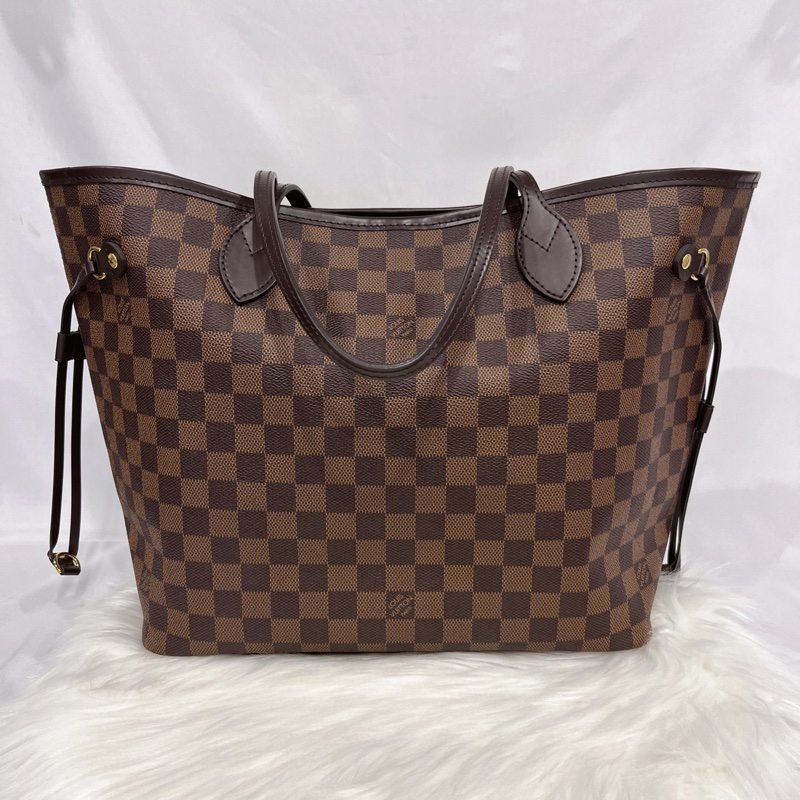 Louis Vuitton LV 晶片款 咖啡色棋盤格 NEVER FULL NF中號托特包/購物包-1