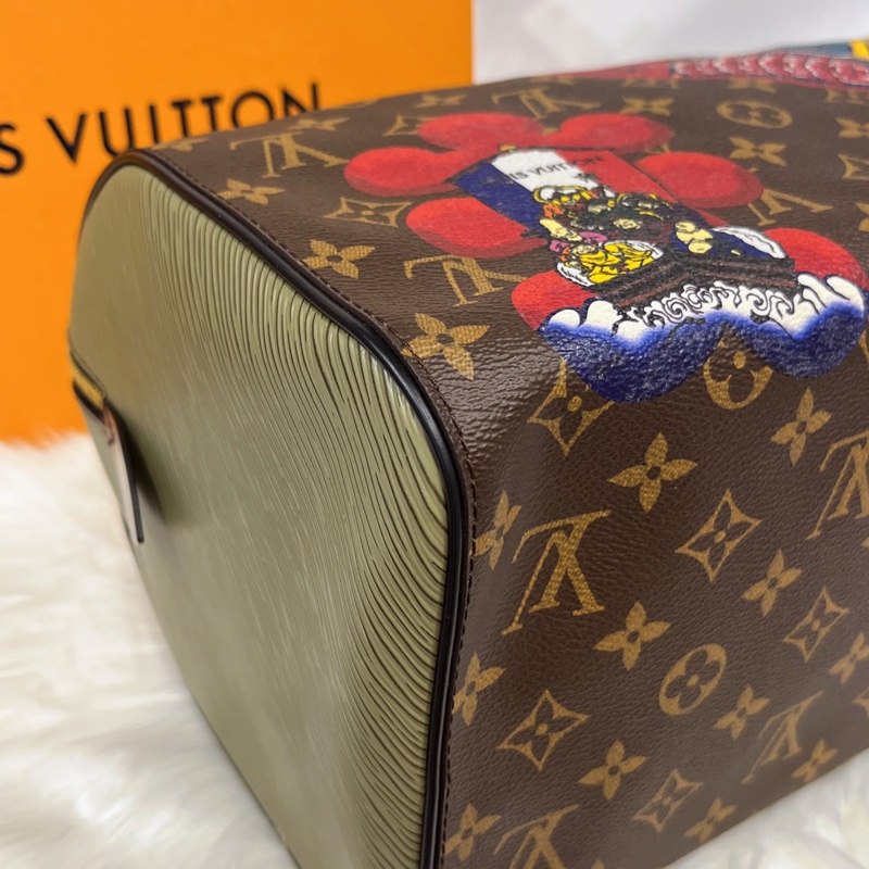 Louis Vuitton LV 限量款 山本寬齋 字紋拼EPI Speedy 30公分 波士頓包/手提包-2