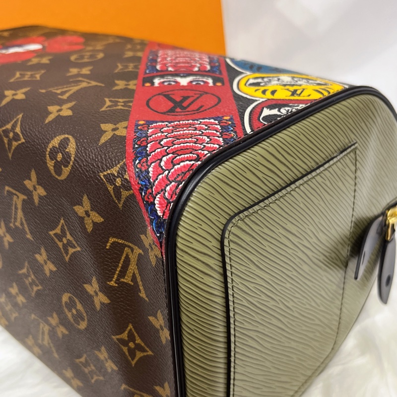 Louis Vuitton LV 限量款 山本寬齋 字紋拼EPI Speedy 30公分 波士頓包/手提包-3