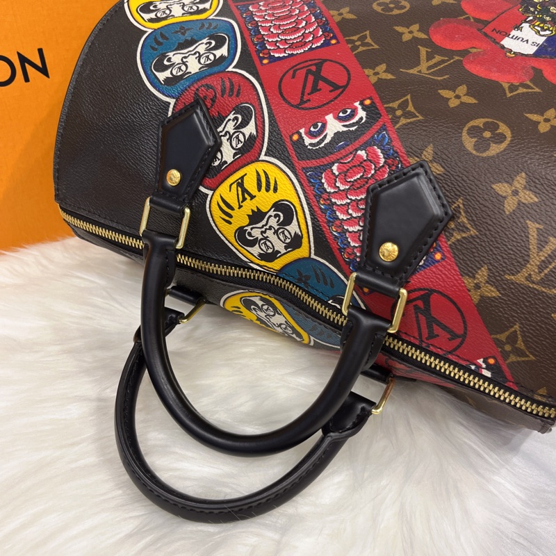 Louis Vuitton LV 限量款 山本寬齋 字紋拼EPI Speedy 30公分 波士頓包/手提包-10