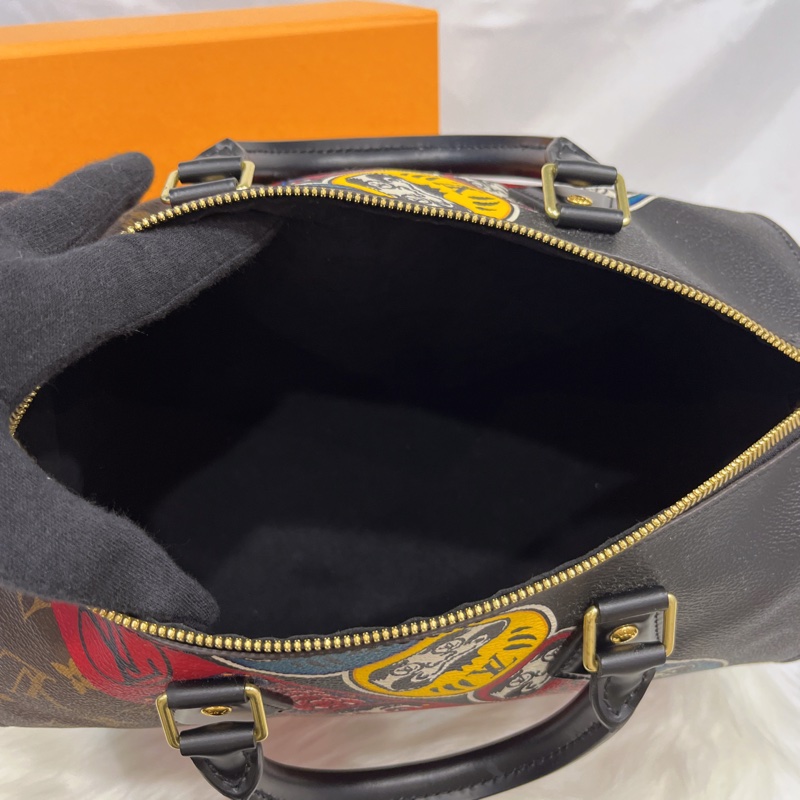 Louis Vuitton LV 限量款 山本寬齋 字紋拼EPI Speedy 30公分 波士頓包/手提包-11