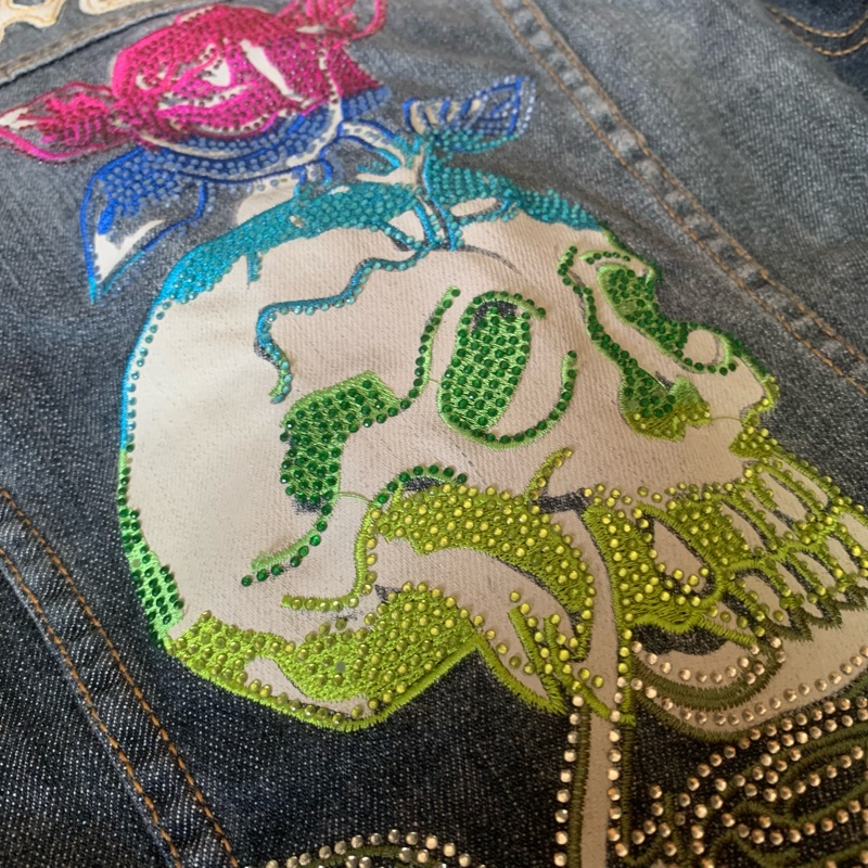 二手私物【Ed Hardy】全新附吊牌 丹寧牛仔 外套水鑽刺繡 微風廣場獨家引進品牌-1