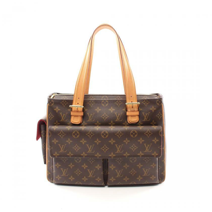【日本直送】中古LOUIS VUITTON 9.5成新 Multiple Cite 老花手提包 PVC 真皮 棕色-0