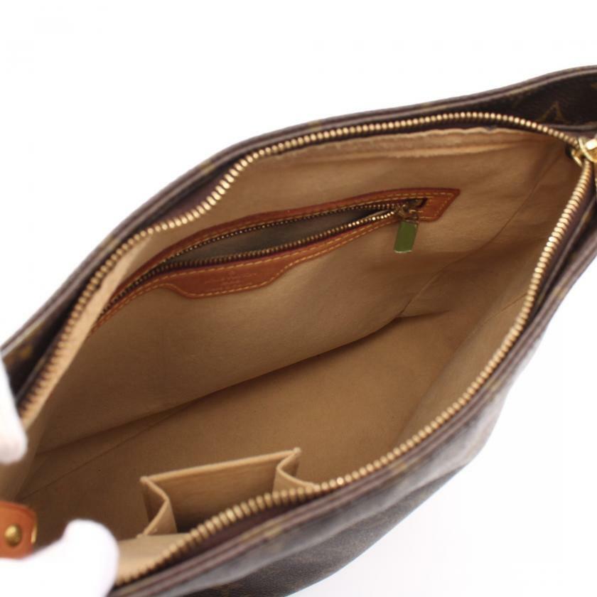 【日本直送】中古LOUIS VUITTON 9成新 Looping GM   老花肩包 PVC 真皮 棕色-2
