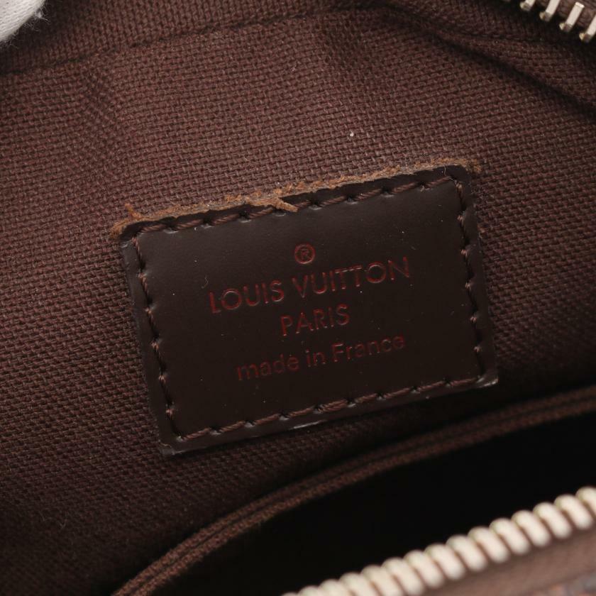 【日本直送】中古LOUIS VUITTON 9成新 Olav PM 烏黑色棋盤格 肩包 PVC 真皮 棕色-3