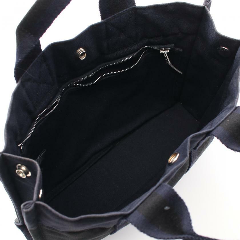 【日本直送】中古HERMES 9成新 fourre-tout PM  帆布手提包托特包 黑色 海軍藍-2