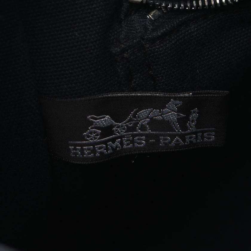 【日本直送】中古HERMES 9成新 fourre-tout PM  帆布手提包托特包 黑色 海軍藍-3
