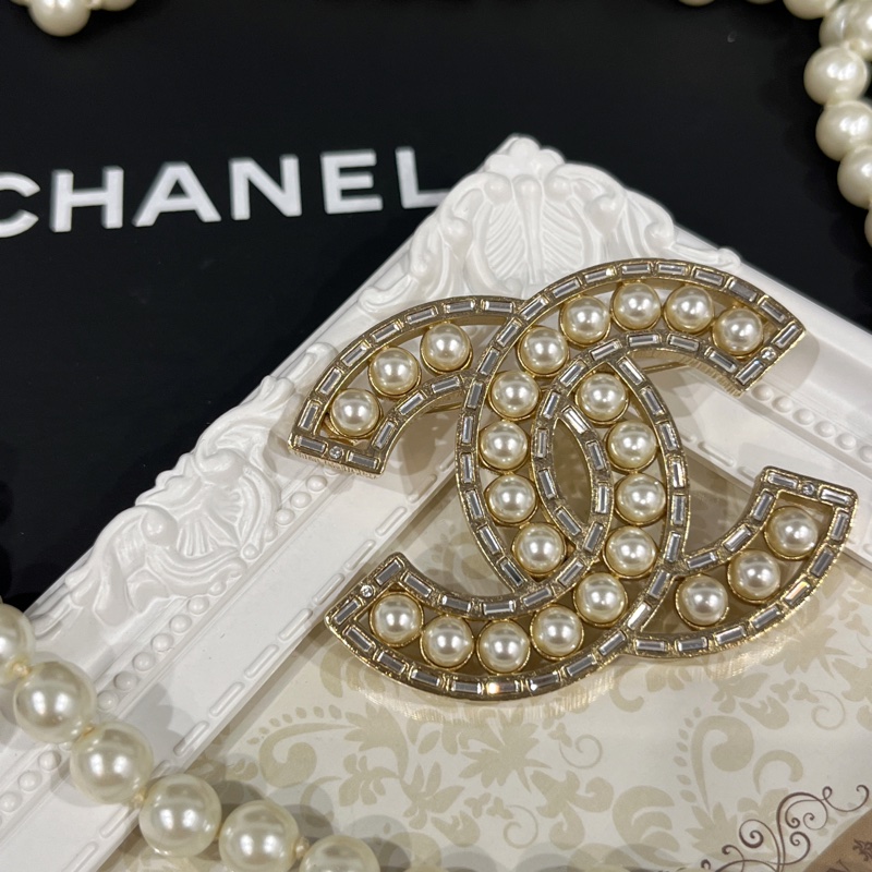CHAENL 香奈兒 金色珍珠立體雙C方鑽 別針/胸針/配件-1