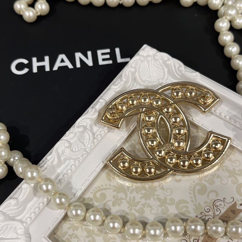 CHAENL 香奈兒 金色珍珠立體雙C方鑽 別針/胸針/配件-2