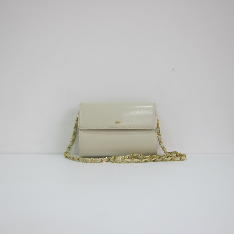 日本 HANAE MORI 森英惠 鏈條米白側背包 -Vintage-古董包-1