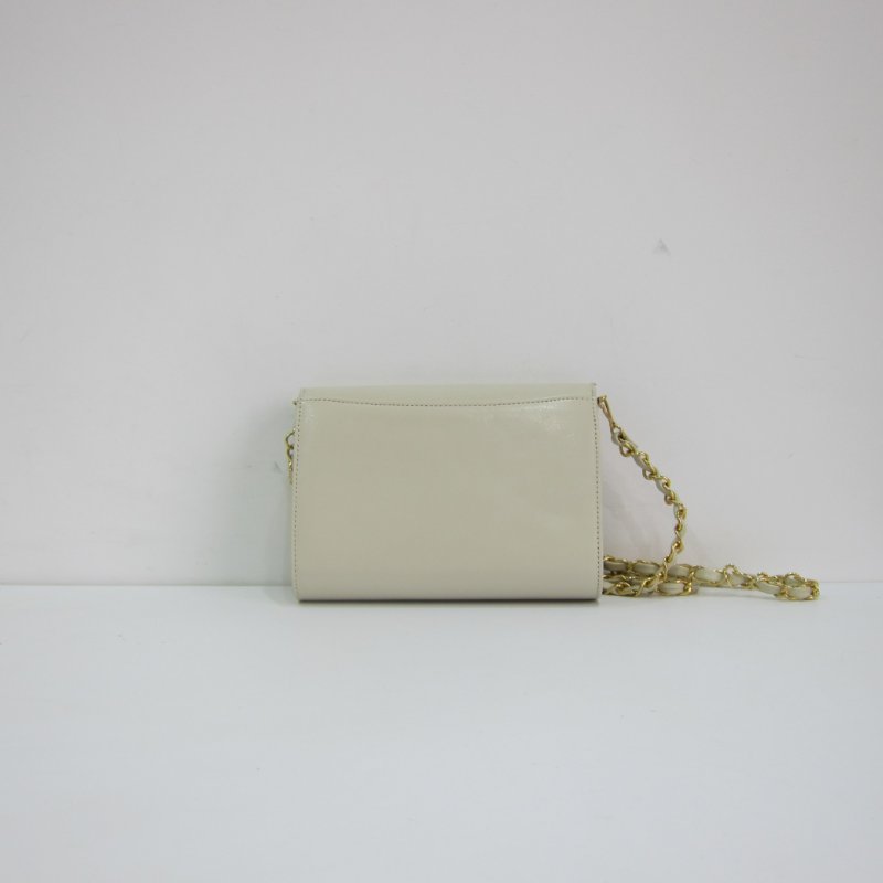 日本 HANAE MORI 森英惠 鏈條米白側背包 -Vintage-古董包-2