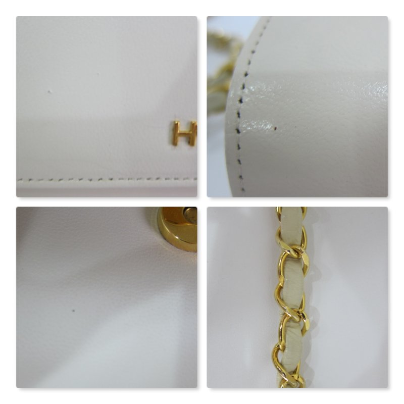 日本 HANAE MORI 森英惠 鏈條米白側背包 -Vintage-古董包-6