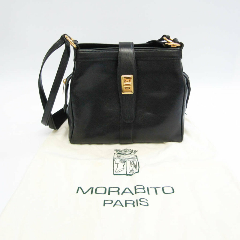 【日本直送】Morabito 女士皮革單肩包黑色-12