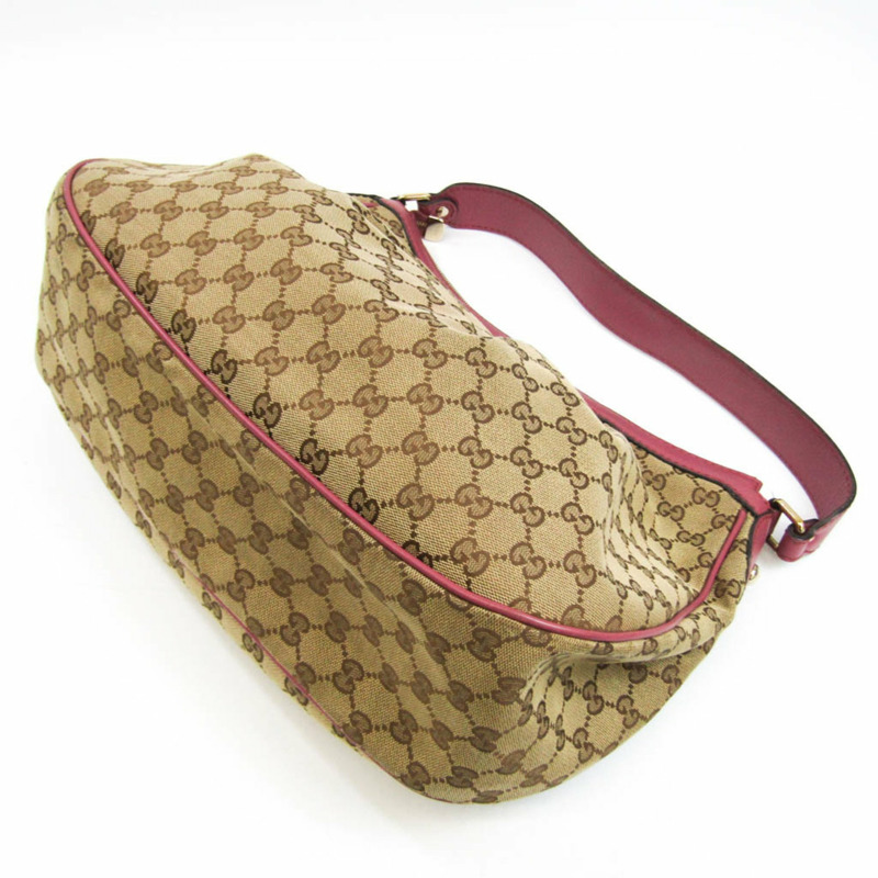 【日本直送】Gucci Sukey 232955 女士皮革，GG 帆布托特包米色，深棕色，粉色-1