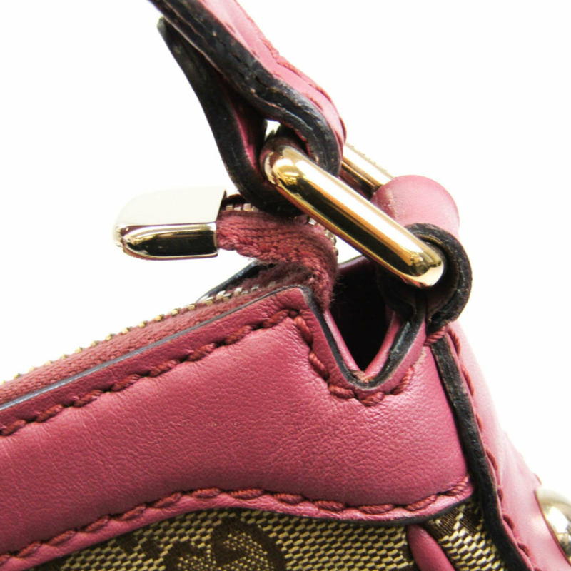 【日本直送】Gucci Sukey 232955 女士皮革，GG 帆布托特包米色，深棕色，粉色-5