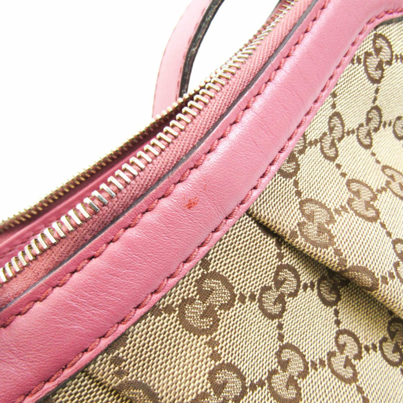 【日本直送】Gucci Sukey 232955 女士皮革，GG 帆布托特包米色，深棕色，粉色-6