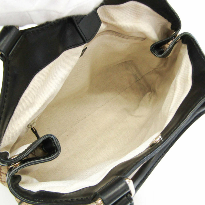 【日本直送】Gucci GG Canvas 211944 女士帆布皮革手袋米色黑色-2