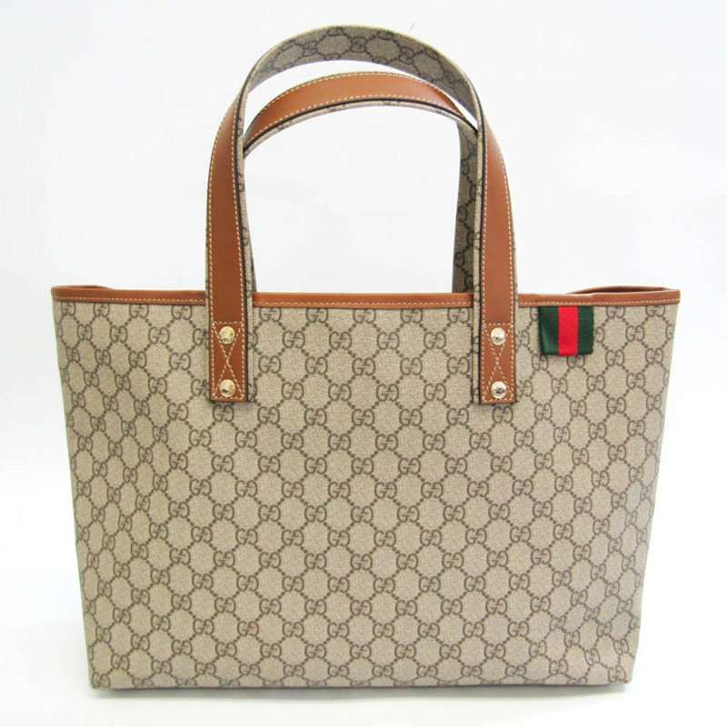 【日本直送】Gucci GG Plus Sherry 211134 女士、男士 PVC、皮革手提袋米色、棕色-0