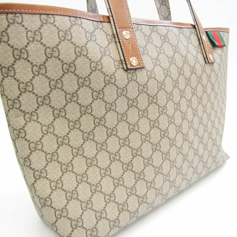 【日本直送】Gucci GG Plus Sherry 211134 女士、男士 PVC、皮革手提袋米色、棕色-3