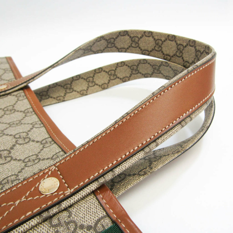 【日本直送】Gucci GG Plus Sherry 211134 女士、男士 PVC、皮革手提袋米色、棕色-6