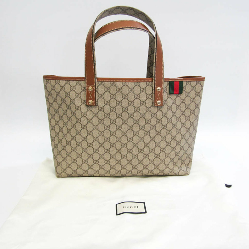 【日本直送】Gucci GG Plus Sherry 211134 女士、男士 PVC、皮革手提袋米色、棕色-10