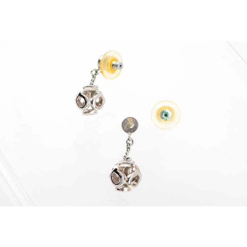 Salvatore Ferragamo 經典LOGO立體球狀鏤空垂墜針式耳環(銀色)-4