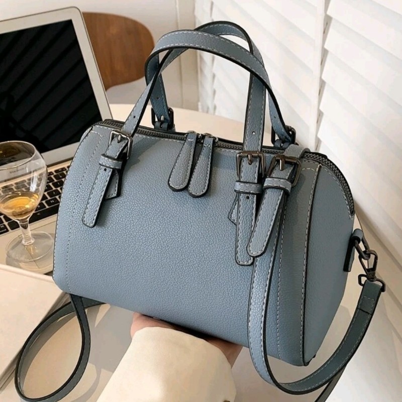 霧霾藍 波士頓包 側背包 肩背包 手提包 斜背包 小資女 平價-0