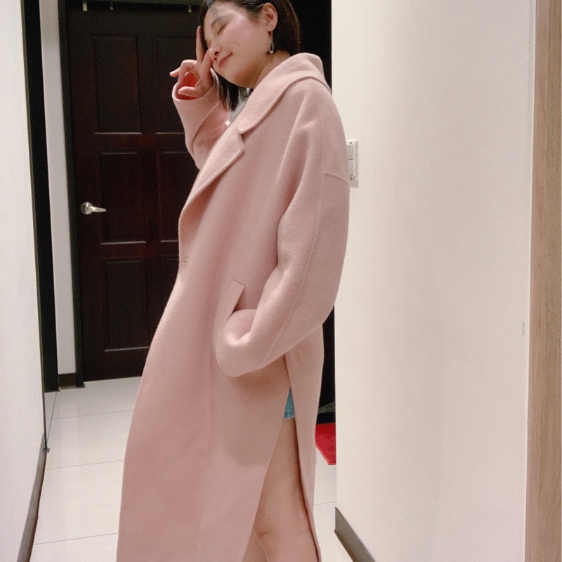 Moma 粉色羊毛🦙長版大衣40號/L號—九成新-1