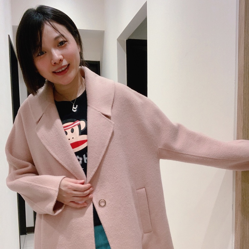 Moma 粉色羊毛🦙長版大衣40號/L號—九成新-2