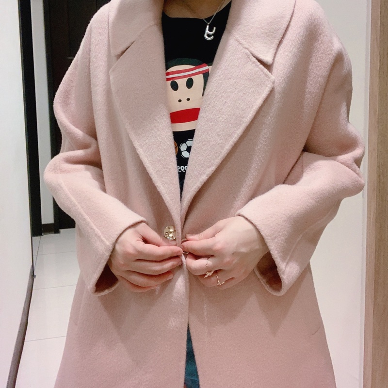 Moma 粉色羊毛🦙長版大衣40號/L號—九成新-3