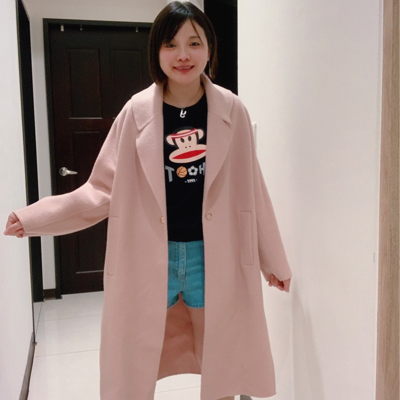 Moma 粉色羊毛🦙長版大衣40號/L號—九成新-5