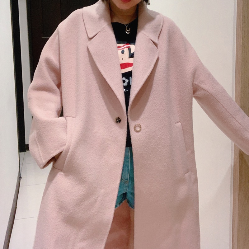 Moma 粉色羊毛🦙長版大衣40號/L號—九成新-7