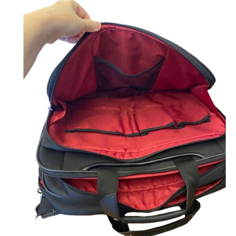 Samsonite 新秀麗 商務筆電公事包 3層設計 防潑水 手提、可拆式肩背2用 黑色-7