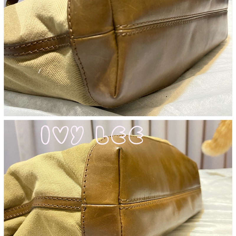 BURBERRY 巴寶莉 奶茶色 斜格紋 布面 托特包 肩背包 手提包 二手正品-5