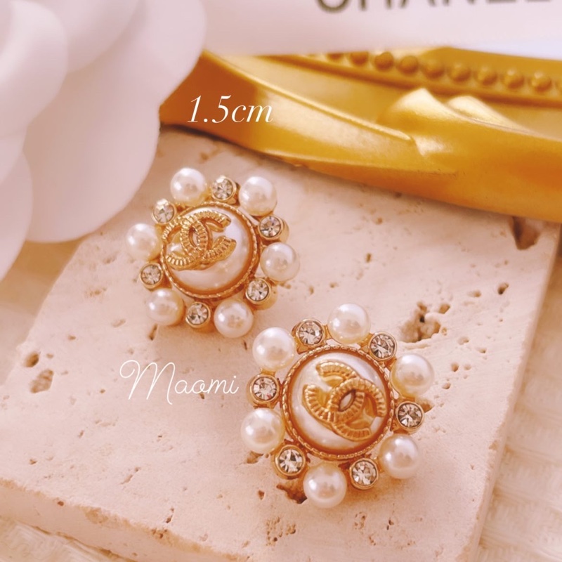 Chanel中古鈕釦改製耳環/耳夾或耳針式-0