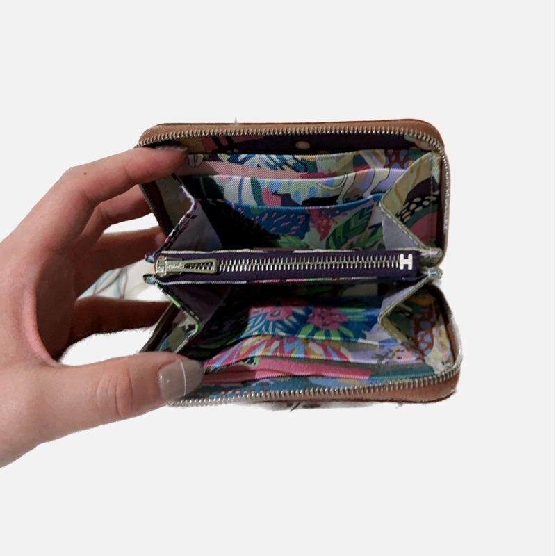 Hermes 絲巾短夾 金棕色-1