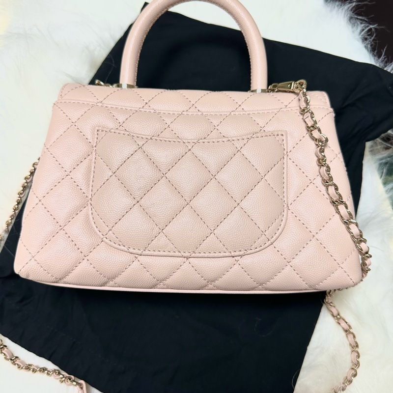 Chanel 🇫🇷coco handle small bag （粉色荔枝皮+淡金釦）-1