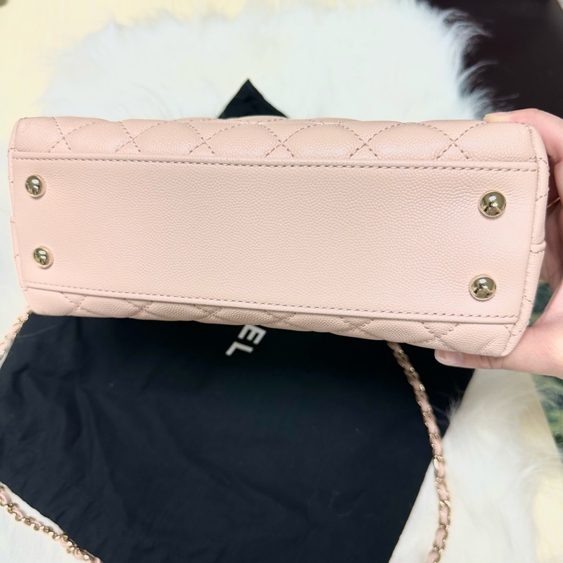 Chanel 🇫🇷coco handle small bag （粉色荔枝皮+淡金釦）-2