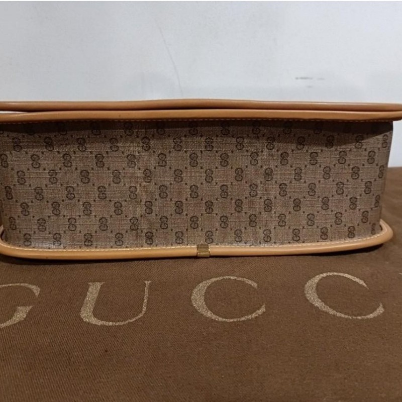 義大利 Gucci vintage micro GG 咖黃色斜背包-2
