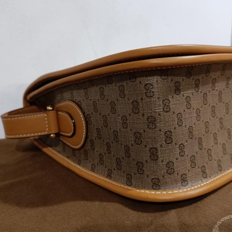 義大利 Gucci vintage micro GG 咖黃色斜背包-3