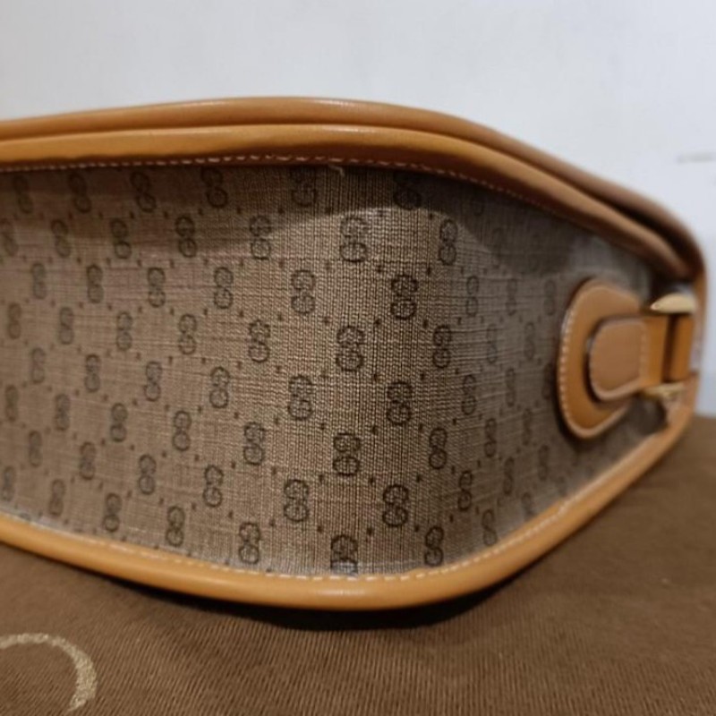 義大利 Gucci vintage micro GG 咖黃色斜背包-4