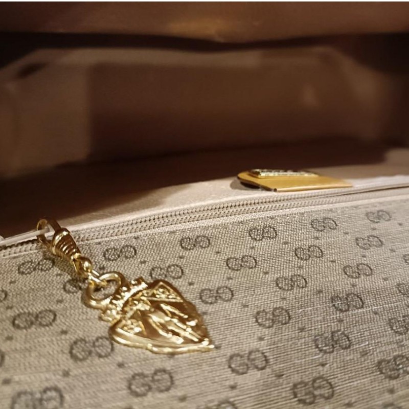 義大利 Gucci vintage micro GG 咖黃色斜背包-5