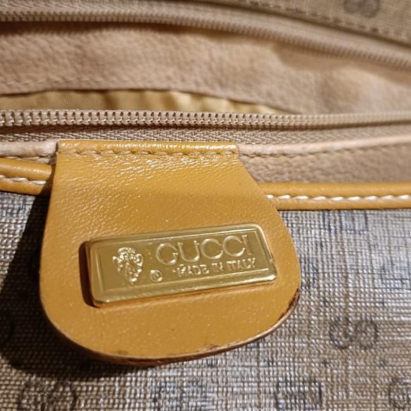 義大利 Gucci vintage micro GG 咖黃色斜背包-6