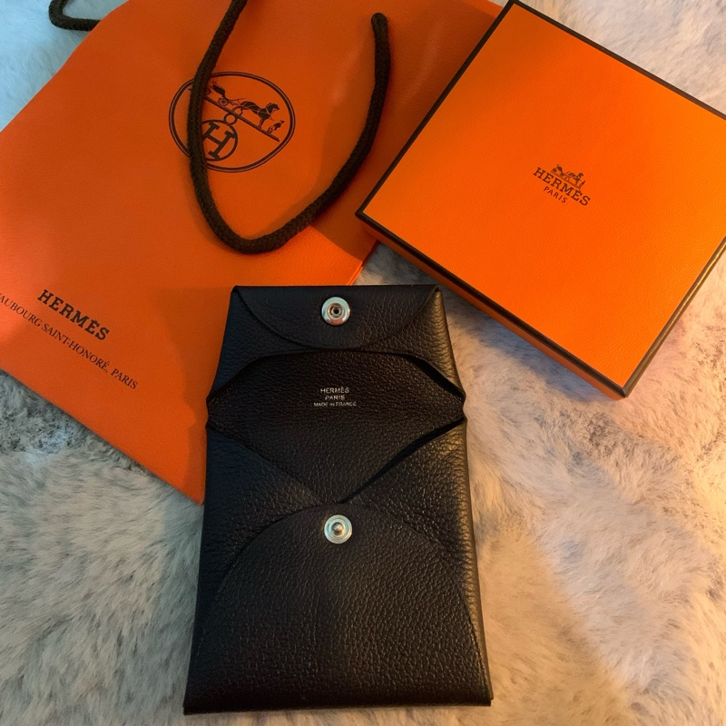 💙僅此一個💙 HERMES Bastia 方型暗釦零錢包 深藍-2