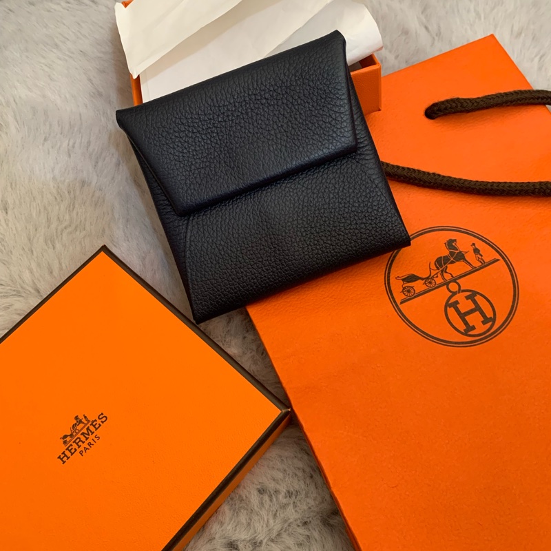 💙僅此一個💙 HERMES Bastia 方型暗釦零錢包 深藍-5