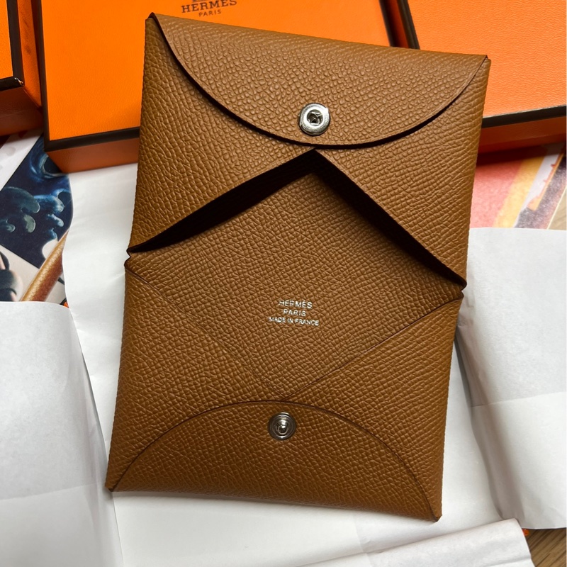 愛馬仕Hermes Calvi. 全新金棕卡夾-0