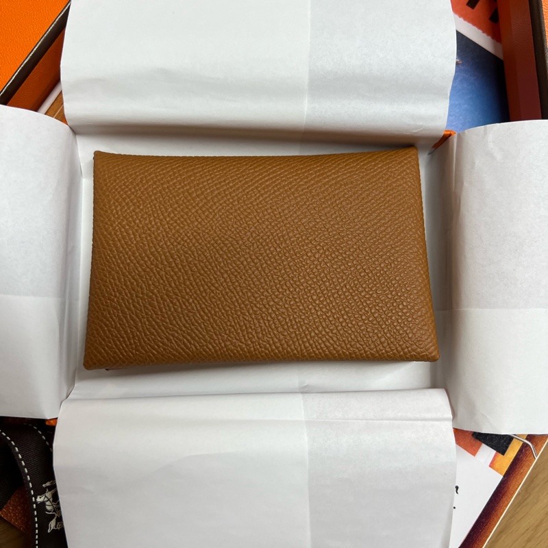 愛馬仕Hermes Calvi. 全新金棕卡夾-1