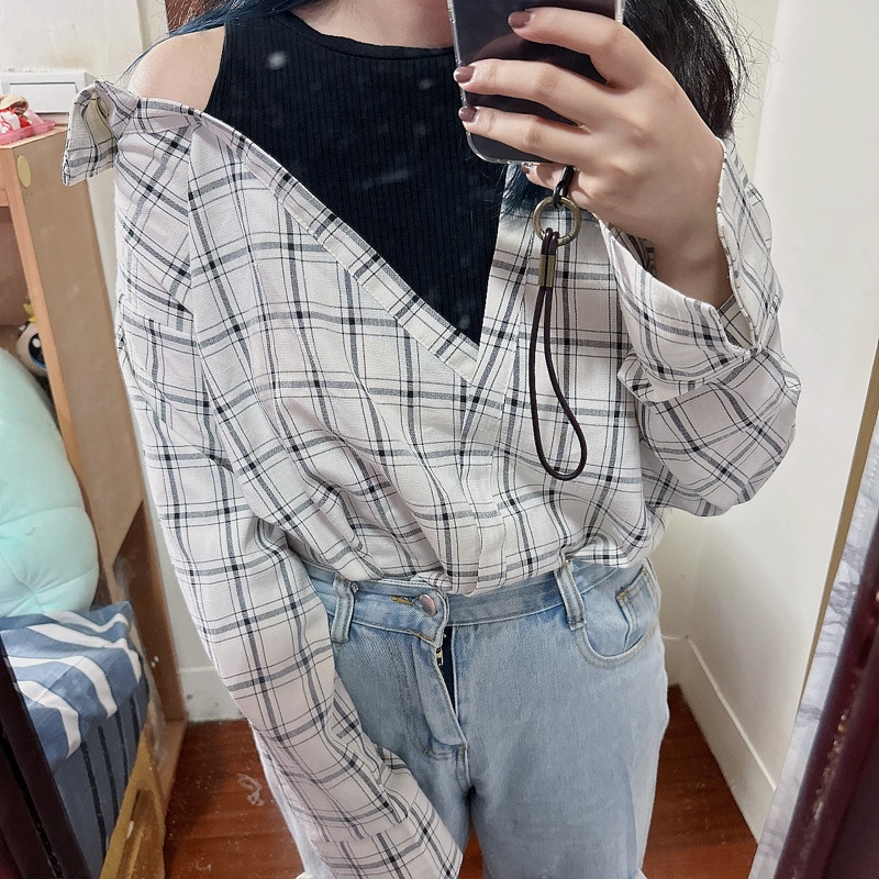 單露肩、假兩件式襯衫！性感與隨性的集合襯衫💓-0